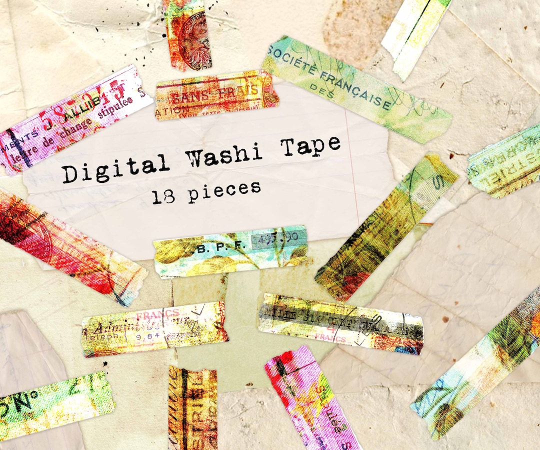 Digital Washi Tape, Printable Washi Strips, Layers & Letters Grunge ...