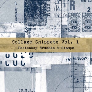 Photoshop Brushes PNG Files Grunge Collage Digital Stamps Ephemera Clip Art Junk Journal Vintage Paper Textures Digital Scrapbooking
