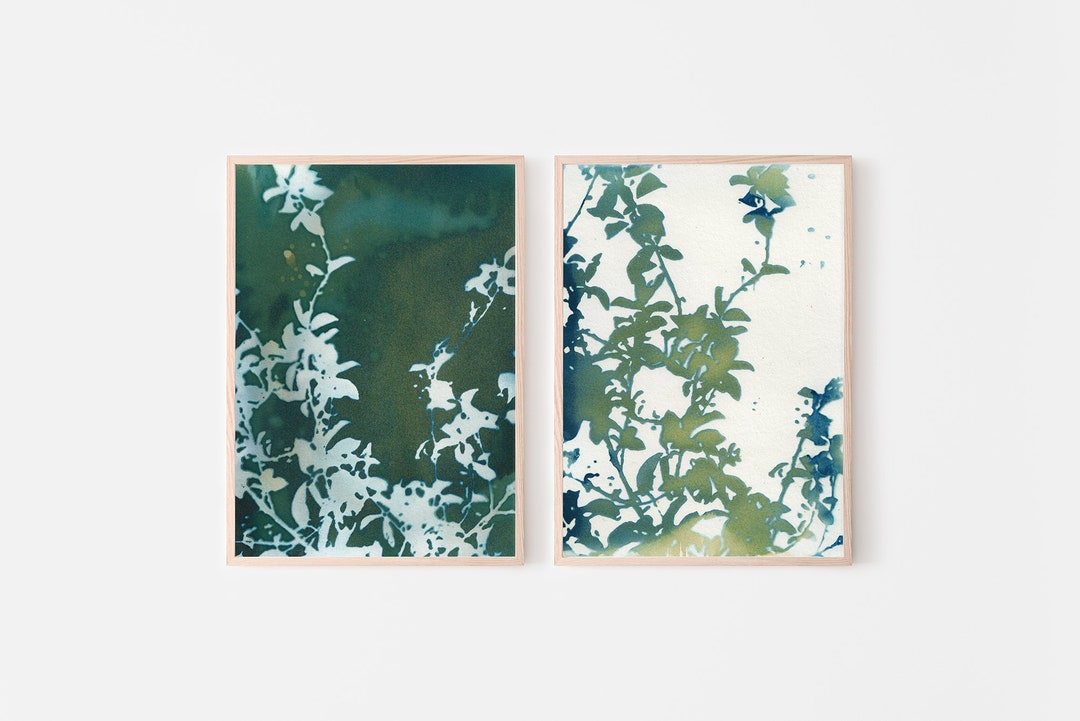 Set of 2 Botanical Art Prints, Printable Wall Art, Floral Digital ...