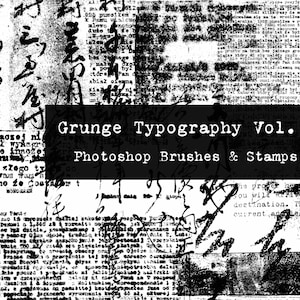 Grunge Typography Vol. 1 Photoshop Brushes & PNGs Digital Art Journaling Junk Journal Scrapbook Clip Art Mixed Media