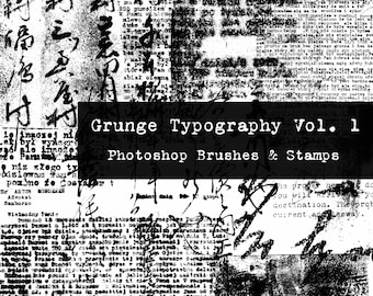 Grunge Typography Vol. 1 Photoshop Brushes & PNGs Digital Art Journaling Junk Journal Scrapbook Clip Art Mixed Media
