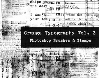 Grunge Typography Vol. 3 Photoshop Brushes & PNGs Digital Art Journaling Junk Journal Scrapbook Clip Art Mixed Media Calligraphy