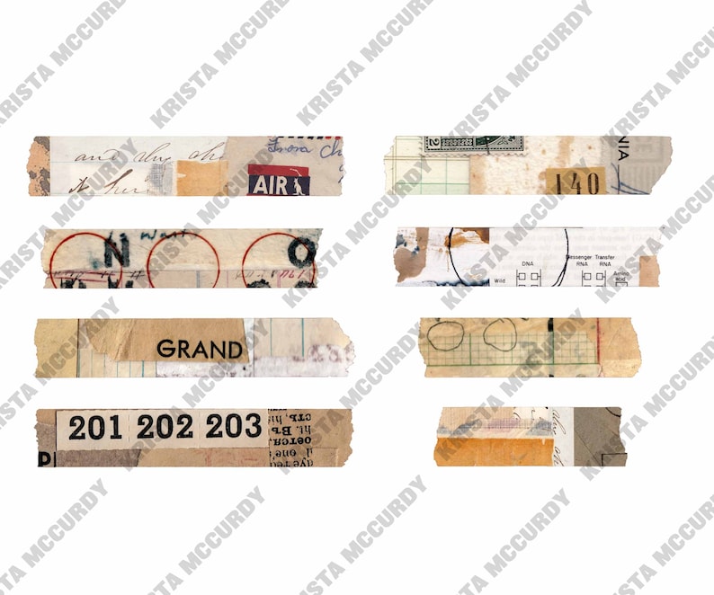 Digital Washi Tape Printable Washi Strips Collage Rip Strips - Etsy
