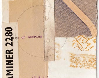 Original Paper Collage Art: Vintage Ephemera Assemblage (4x4.5)