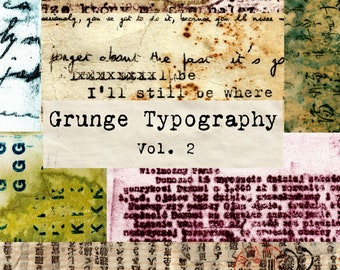 Digital Grunge Typography Collage Sheets, Letters and Numbers, Industrial Steampunk Clip Art, Printable Junk Journal Collage Tear Sheets