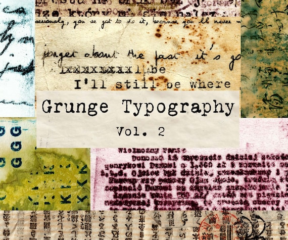 Digital Grunge Typography Collage Sheets, Letters and Numbers, Industrial Steampunk Clip Art, Printable Junk Journal Collage Tear Sheets