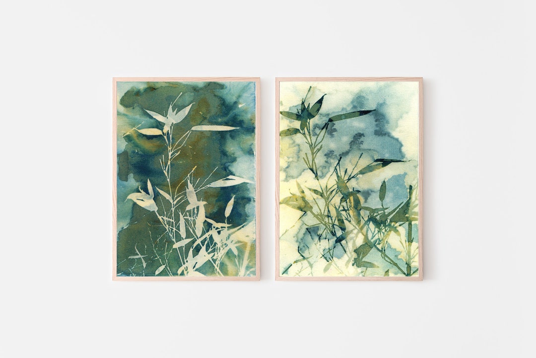 Set of 2 Botanical Art Prints, Printable Wall Art, Floral Digital ...