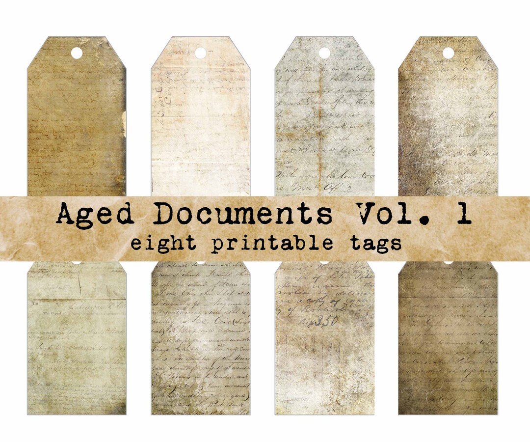 Printable Collage Ephemera Tags Vintage Writing Calligraphy Labels Junk ...