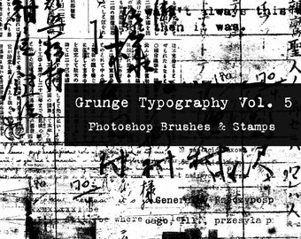 Grunge Typography Vol. 5 Photoshop Brushes & PNGs Digital Art Journaling Junk Journal Scrapbook Clip Art Mixed Media Calligraphy