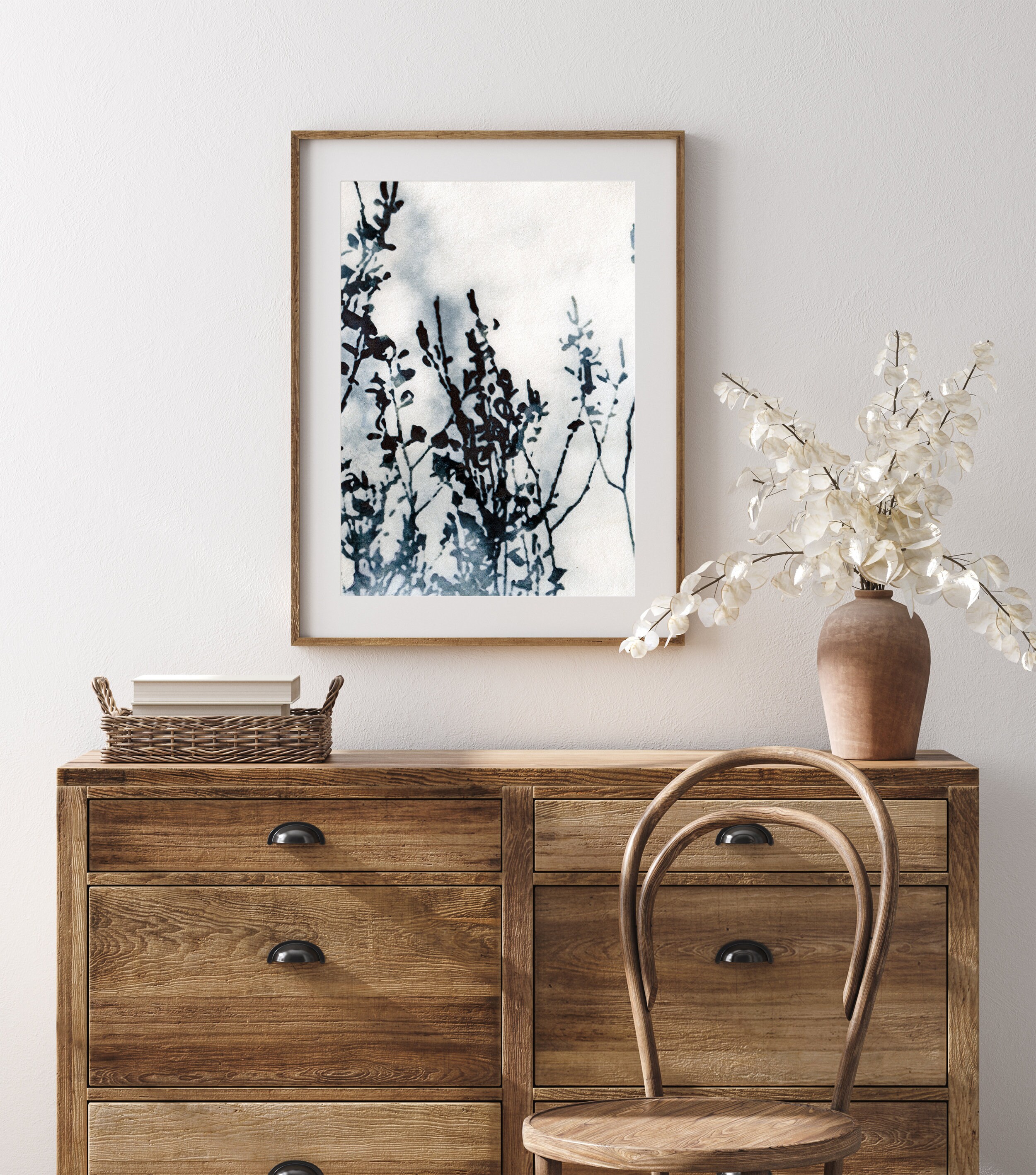 Printable Abstract Cyanotype Botanical Wall Art Desaturated - Etsy