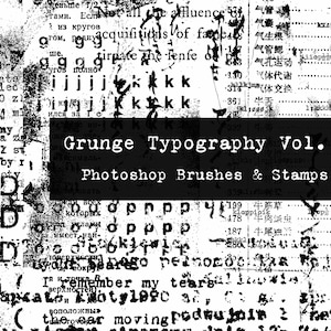 Grunge Typography Vol. 4 Photoshop Brushes & PNGs Digital Art Journaling Junk Journal Scrapbook Clip Art Mixed Media Calligraphy