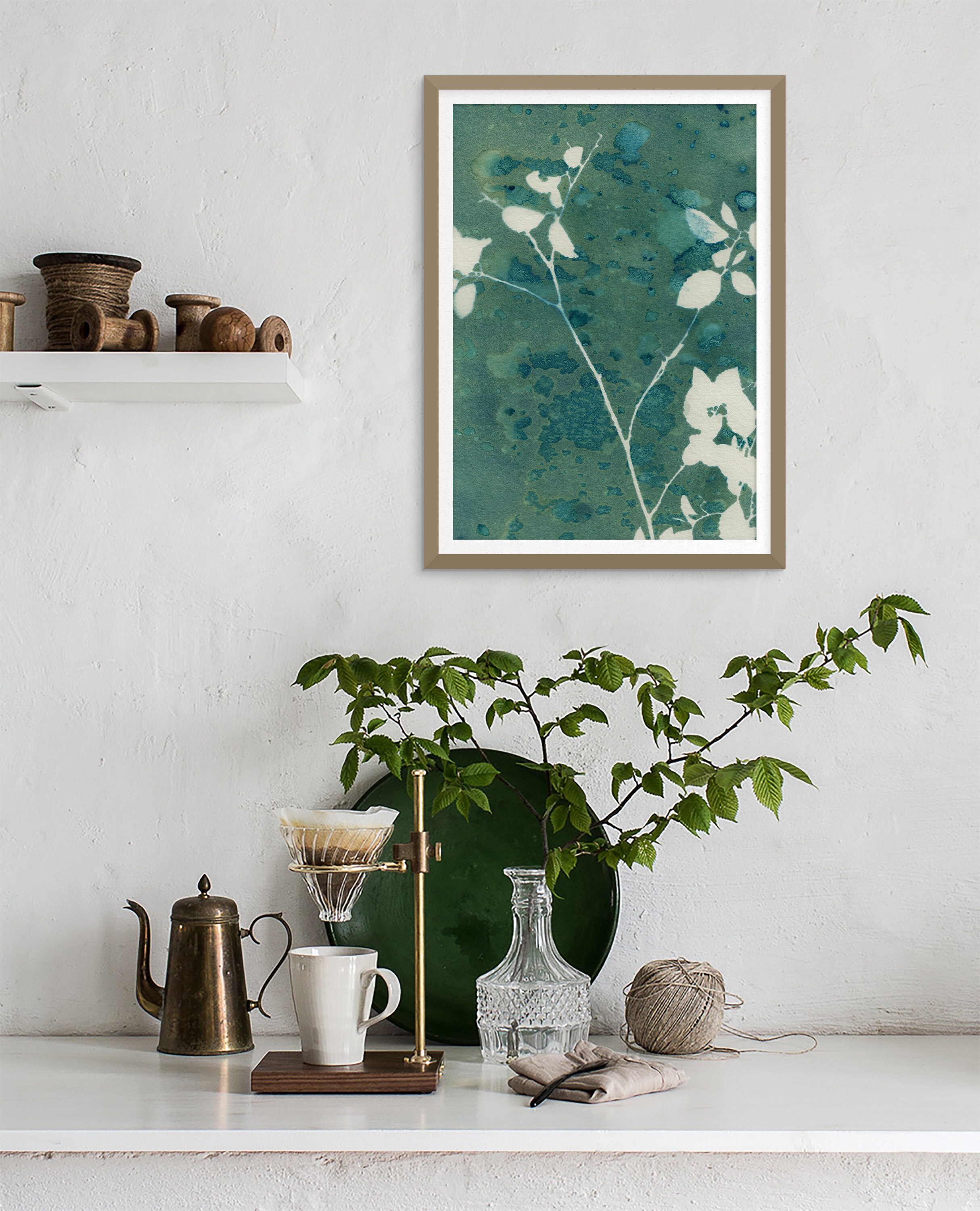 Cyanotype Botanical Wall Art Print UNDERWATER FLORAL | Etsy