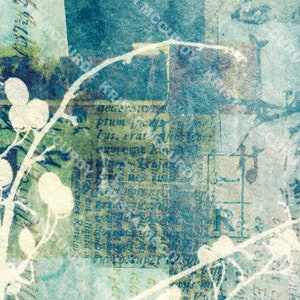 Feuille de collage numérique imprimable n ° 11, page de journal indésirable, papier de scrapbook, téléchargement instantané, typographie, tableau principal de collage, art botanique
