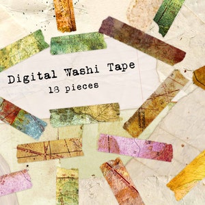 Digitale Washi Tape, Afdrukbare Washi Strips, GRUNGE MAPS, Grunge Junk Journal Digitale Planner Clip Art Collage Sheet, Travel Exploration