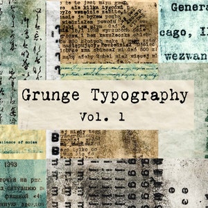 デジタルグランジ、タイポグラフィコラージュティアシート、文字と数字、インダストリアルスチームパンククリップアート、印刷可能なジャンクジャーナルコラージュペーパー