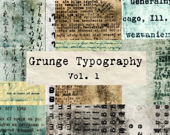 Digital Grunge, Typography Collage Tear Sheets, Letters and Numbers, Industrial Steampunk Clip Art, Printable Junk Journal Collage Paper