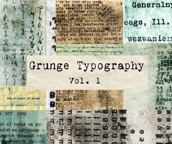 Digital Grunge, Typography Collage Tear Sheets, Letters and Numbers, Industrial Steampunk Clip Art, Printable Junk Journal Collage Paper