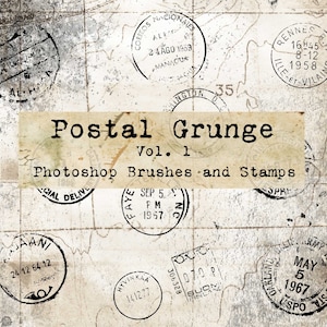 Segni postali vintage, pennelli Photoshop e PNG, francobolli digitali, francobolli postali, pennelli grunge, diario d'arte, diario di spazzatura, collage, clip art
