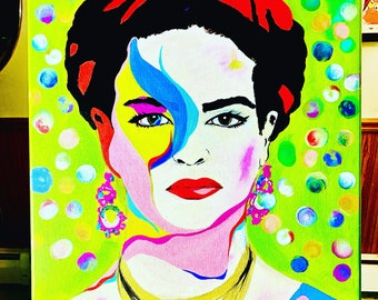Original Frida Kahlo Acrylic Painting  16x20 - Pop Art