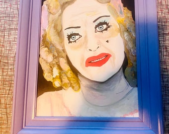 Original Bette Davis - Whatever Happened To Baby Jane Acrylic Painting 19.5 x 15.5 “ Framed