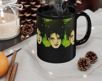 Original Art Coffee Mug - Portrait of Robert Smith - The Cure | Artist Designed Ceramic Mug 11oz