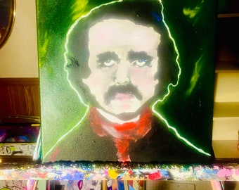 Original Edgar Allen Poe Acrylic Painting 12x12