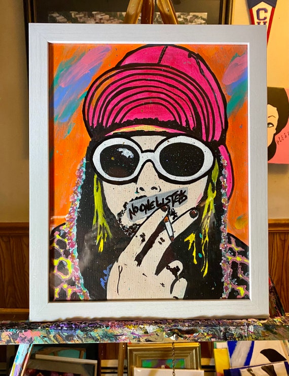 Original Kurt Cobain Acrylic Painting 11x14 Nirvana No One | Etsy