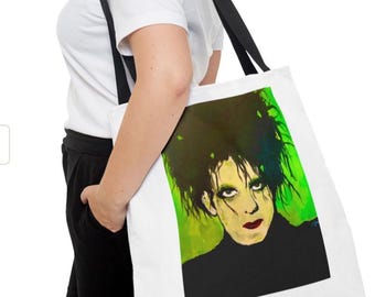 Robert Smith Original Art Tote Bag - The Cure - Goth Tote - Goth Gift - 3 Sizes Available