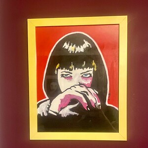 Mia Wallace - Pulp Fiction - Original Acrylic Painting 11x14 - Framed Movie Pop Art