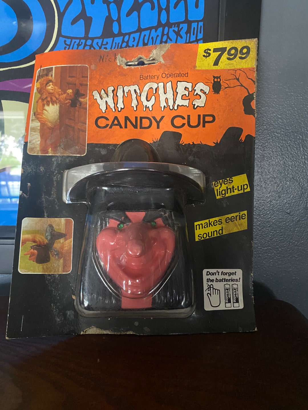 Vintage 1980s Battery Operated Witch Candy Cup witch Coffee Mug Vintage
