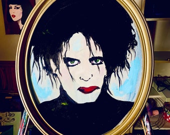 Original Robert Smith - the Cure Acrylic Painting 12x14 Framed