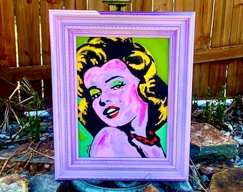 Original Marilyn Monroe Acrylic Painting - Framed 17x21