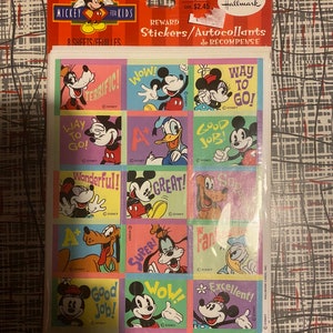 Vintage 1990s Mickey Mouse Hallmark Sticker Pack - Unopened - 8 Sheets