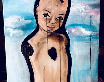 Original Acrylic Painting - Trauma Art - Doll Parts 16 x20