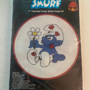 Vintage Smurfs Cross Stitch Hoop Kit by Wonderlust