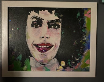 Original Dr. Frank-N-Furter - Tim Curry - The Rocky Horror Picture Show Acrylic Painting - Framed - 11x14” Neon Pop Art - Black Light Paint