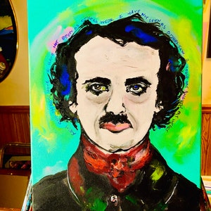 Original Edgar Allan Poe Acrylic Painting 12x16