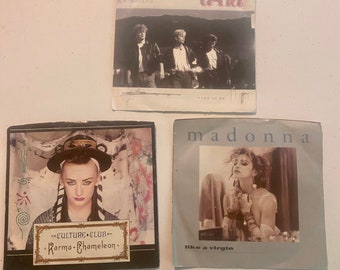 Vintage 1980’s 45 RPM Vinyl Singles Lot of (3) Madonna- Culture Club - A-Ha