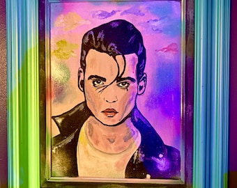 Original Johnny Depp Acrylic Painting 23x19 Framed - Pop Art - Pastels