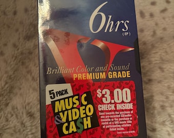 Vintage 1990’s Sony Premium Grade 6-hour blank VHS tape (5) Pack !  Sealed - VHS Recording