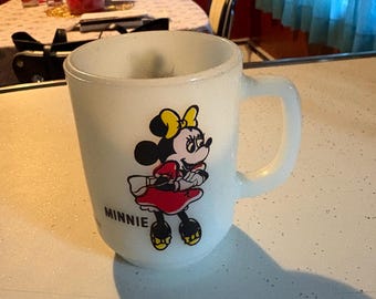 Vintage Disney -  Minnie Mouse - Milk Glass Mug Pepsi-Anchor Hocking - Vintage Pepsi