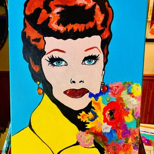 Original Lucille Ball Acrylic & Glitter Painting 12x16 - Original Pop Art