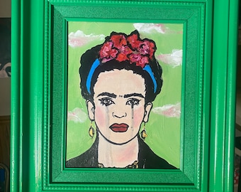 Original Frida Kahlo Acrylic Painting - Framed