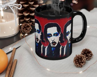 Original Art Coffee Mug - Portrait of Marilyn Manson | Artist Designed Ceramic Mug 11oz
