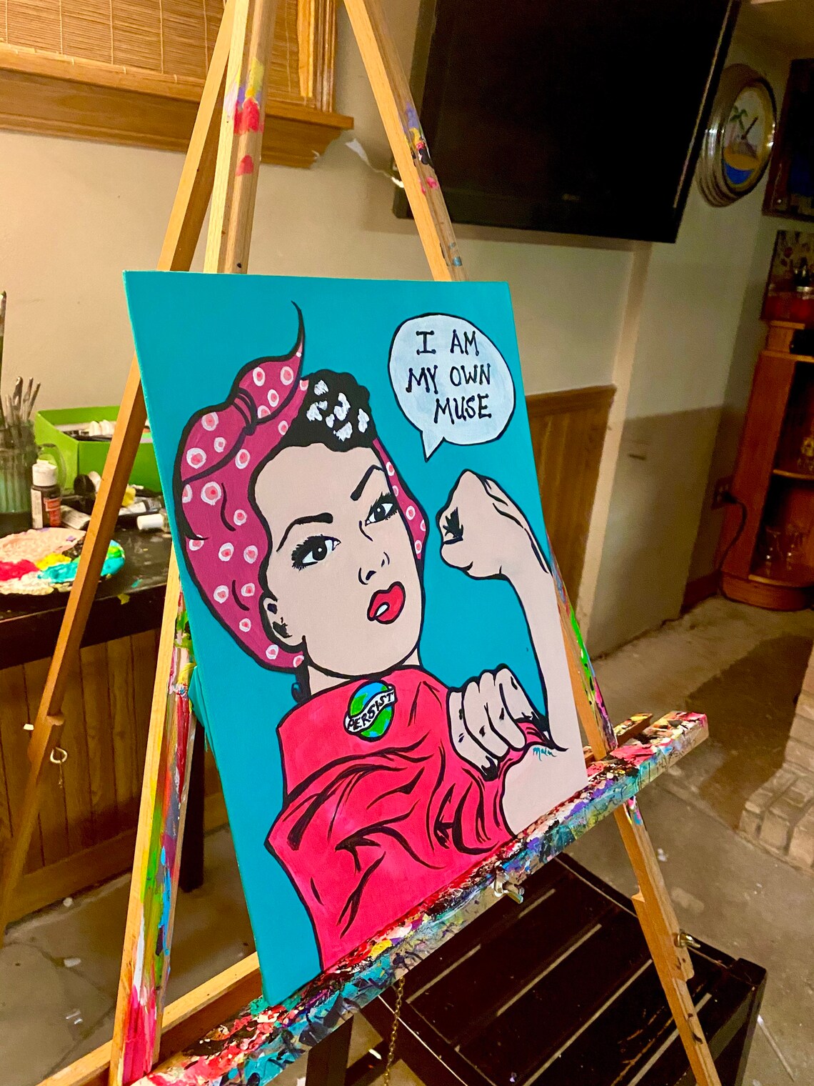 Rosie the Riveter Original Acrylic Painting 11x14 Pop Art Etsy