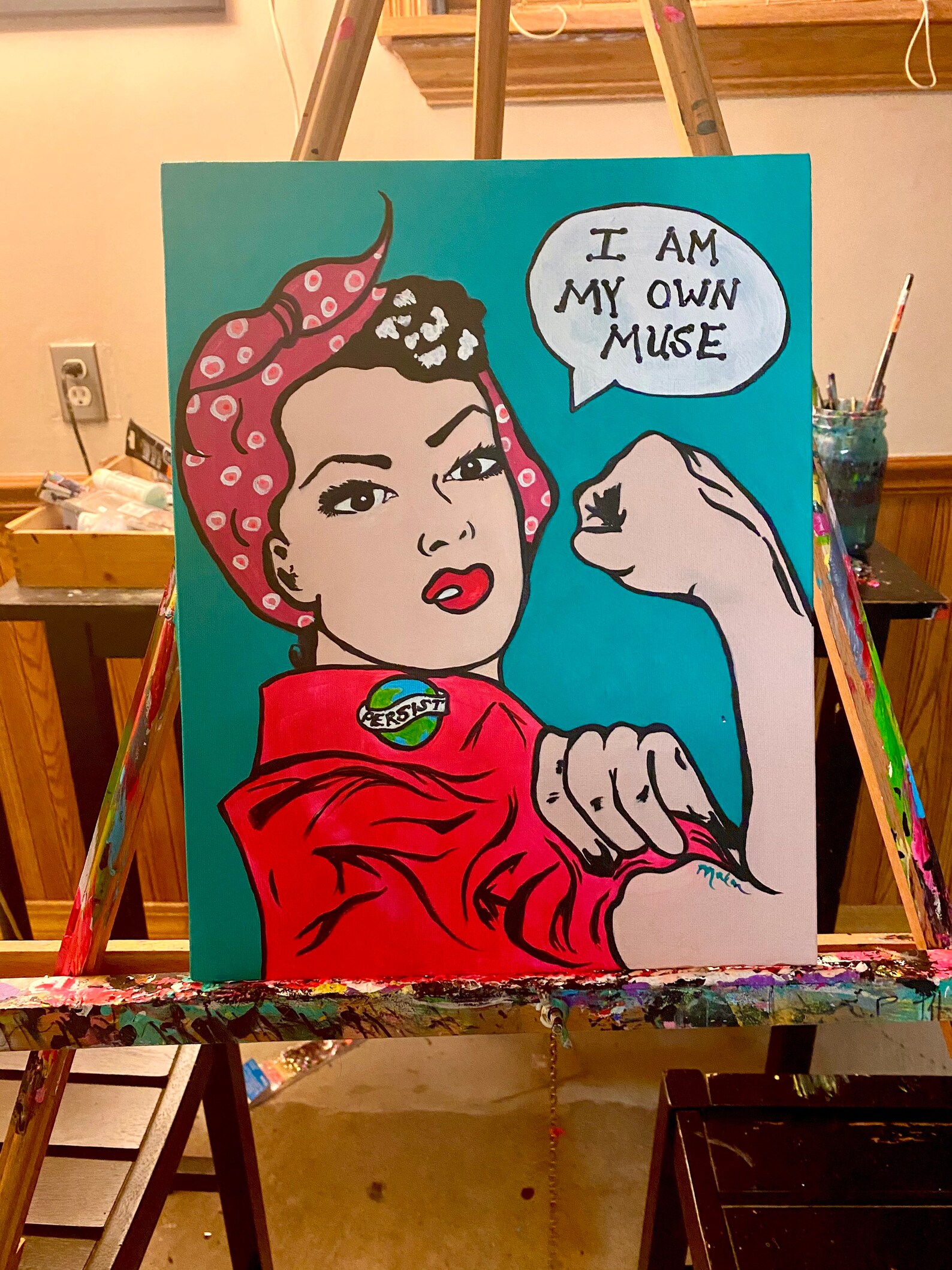 Rosie the Riveter Original Acrylic Painting 11x14 Pop Art Etsy