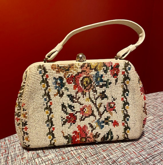 Vintage 1950’s Empress Tapestry Handbag - Floral … - image 1