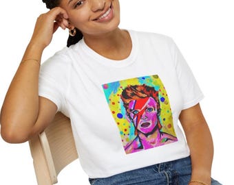 Original Art T-Shirt – Portrait of David Bowie - Ziggy Stardust | Artist Designed Unisex Tee