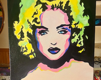 Original Hand Painted Madonna Acrylic Painting 16x20 - Pop Art