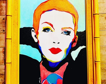 Original Annie Lennox Acrylic Painting 16x19 Framed - Original Pop Art Portrait